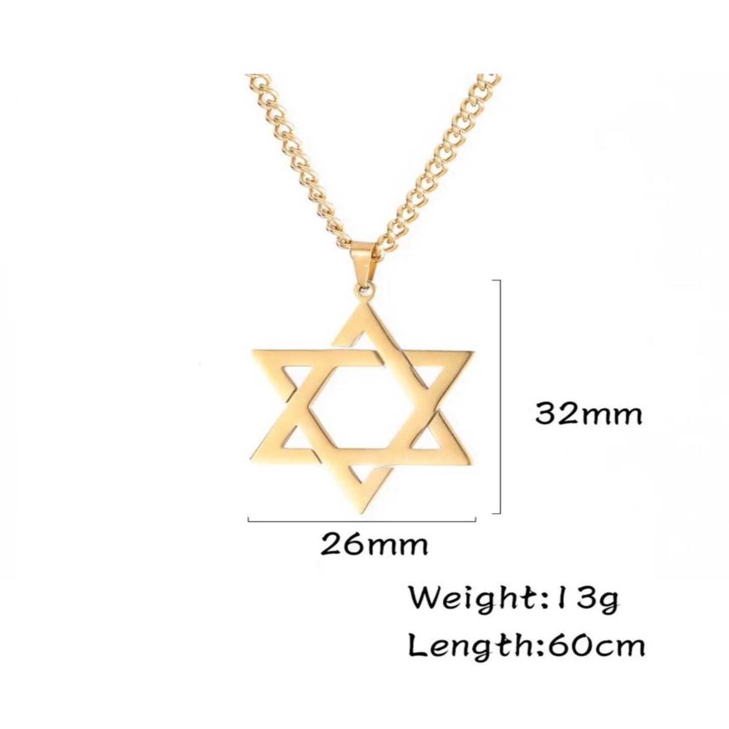 STAR OF DAVID - Gold-Plated Stainless Steel Men's Necklace
