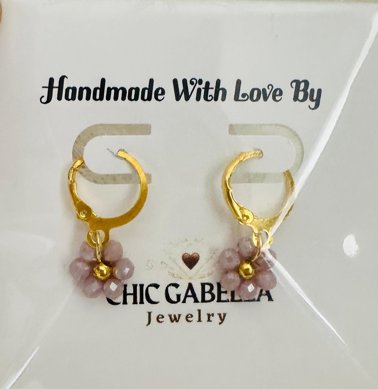 MAUVE BROWN FLORAL WEAVE Handmade Earrings