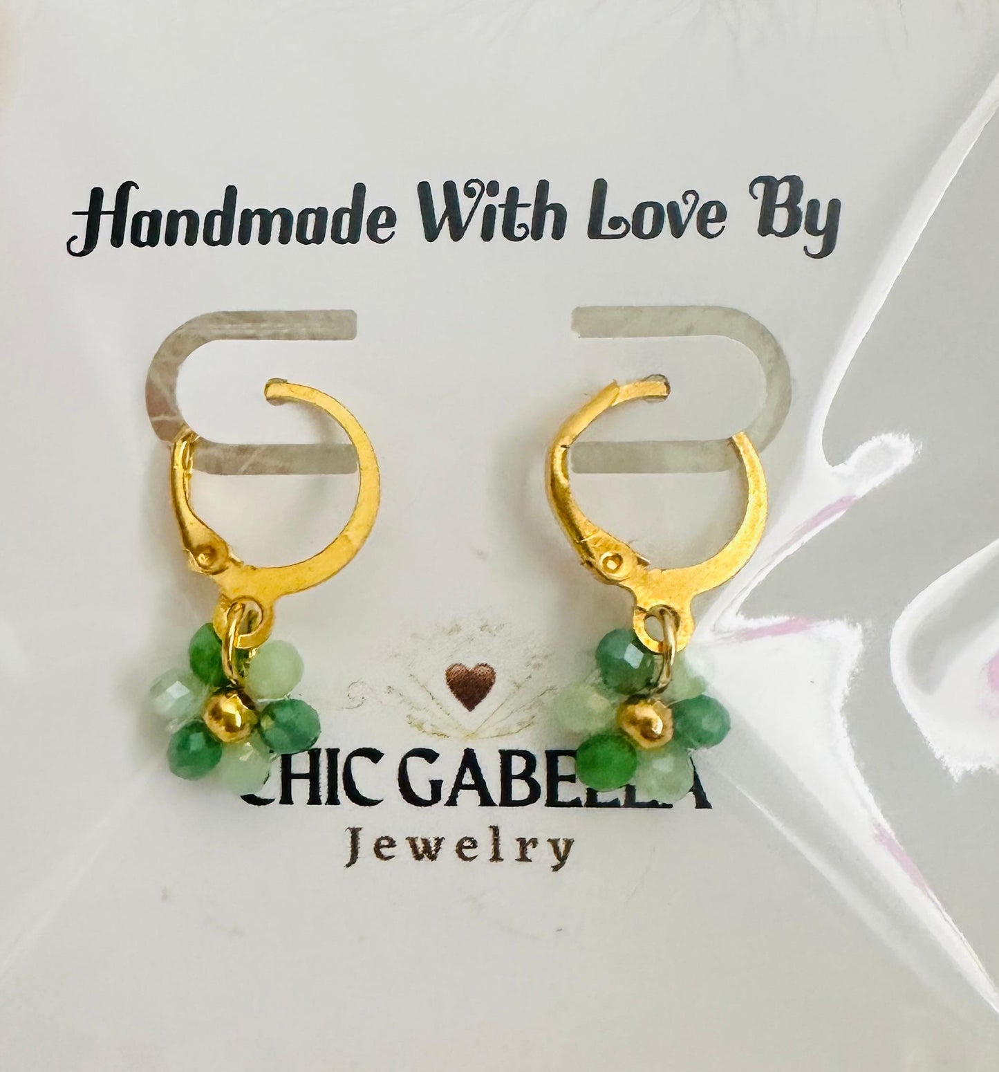 GREEN FLORAL WEAVE Handmade Earrings
