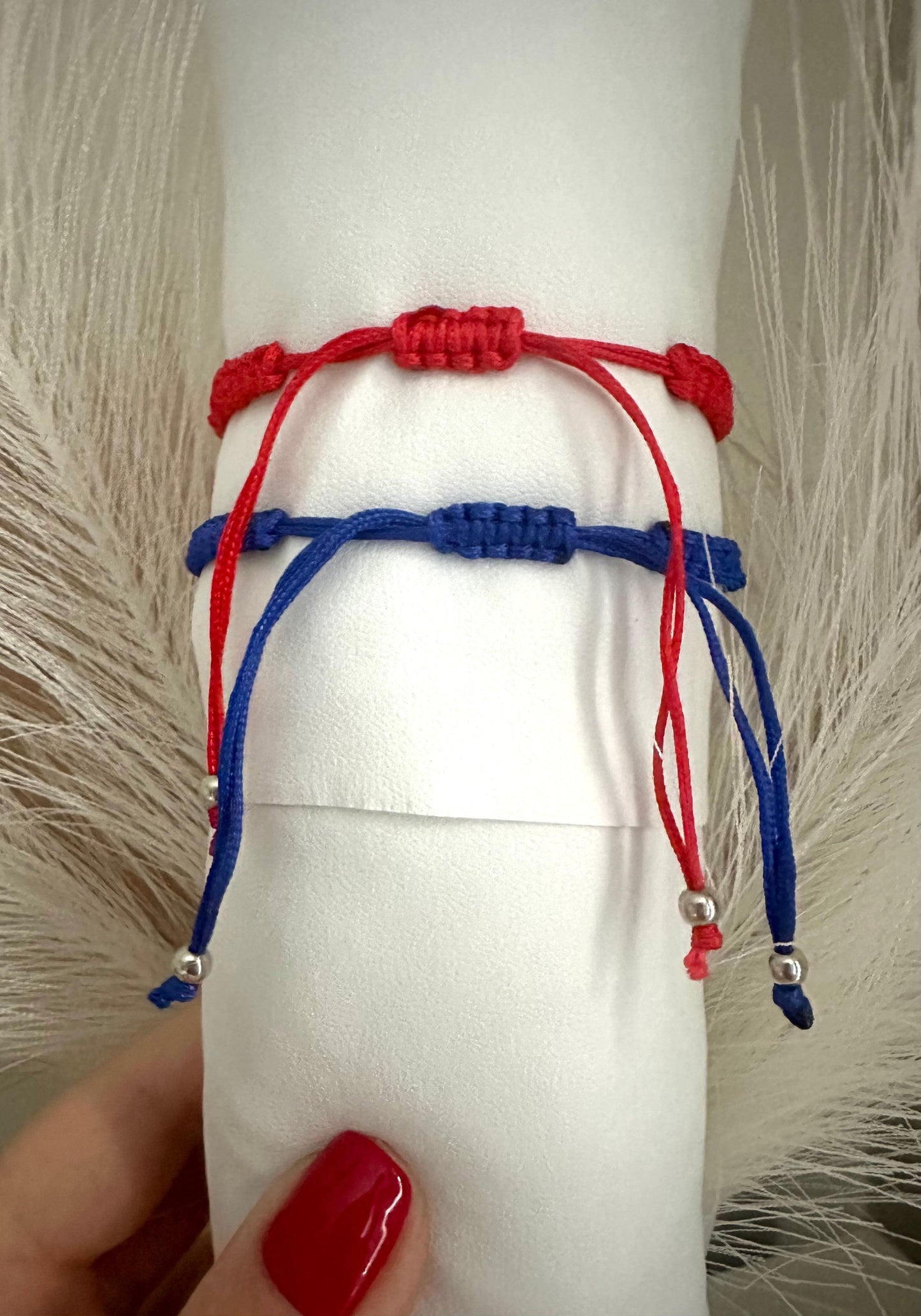 Handmade satin bracelet with silver Hamsa Hand charm and Evil Eye bead in vibrant colors