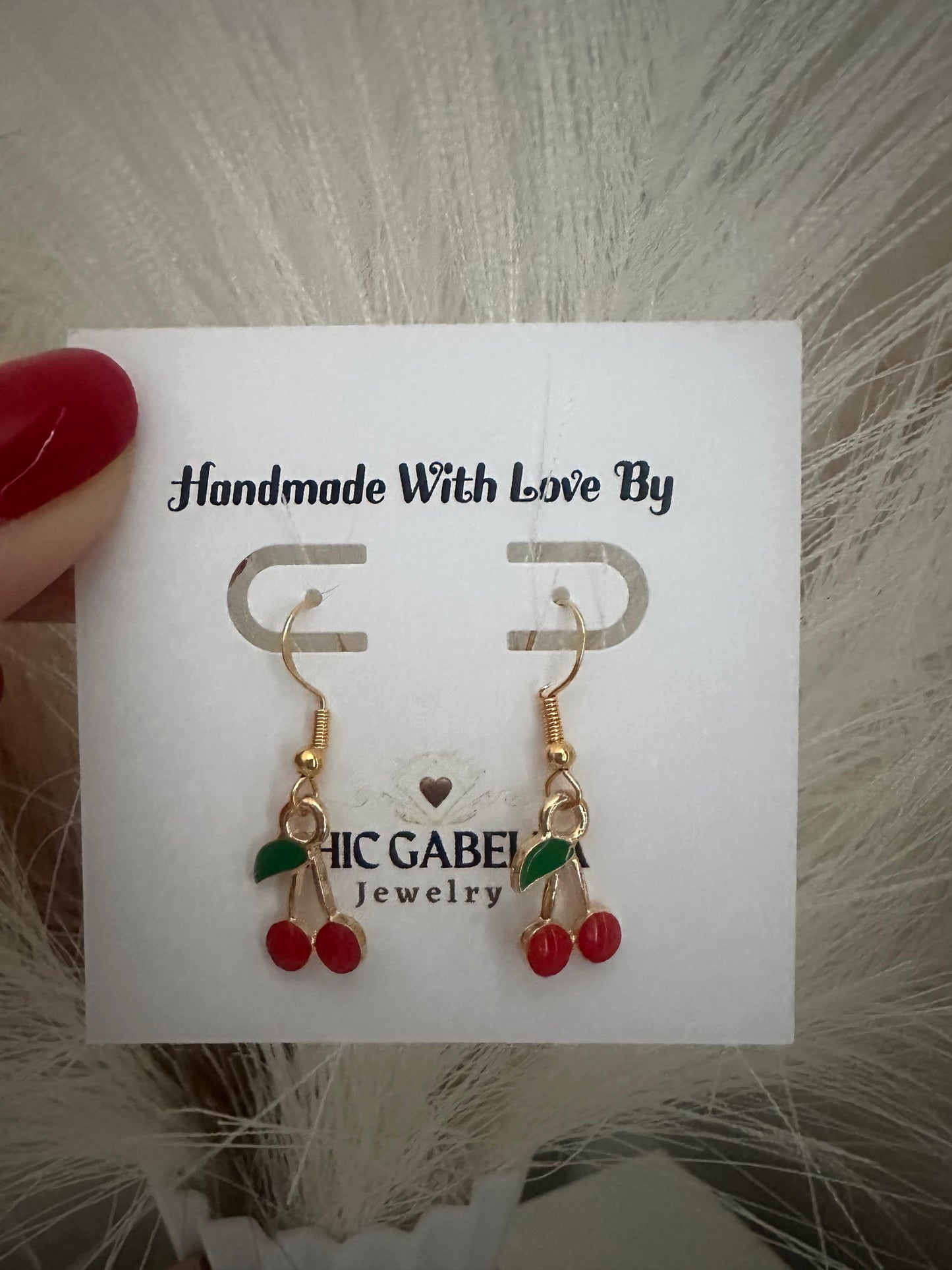 CHERRY golden earrings 18K gold-plated stainless steel elegant handmade jewelry accessory
