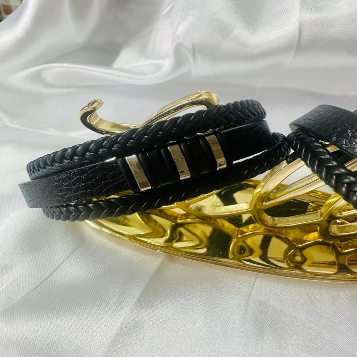 Triple-Layer Leather Bracelet