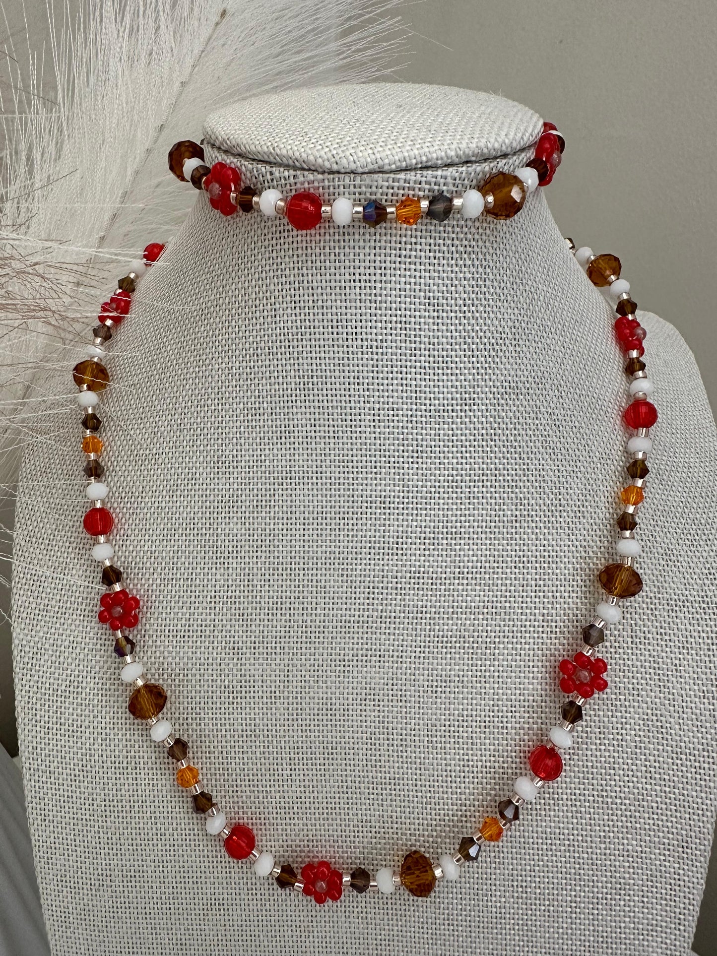 Handmade BRIGHT ESSENCE bracelet with multicolored glass beads and stainless steel clasp