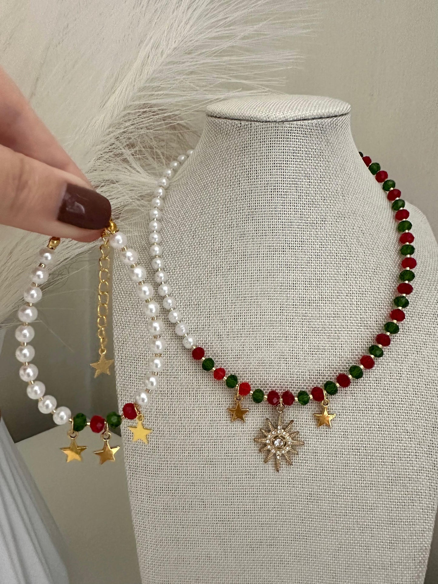 GOLDEN STARS CHRISTMAS Handmade Necklace & Bracelet