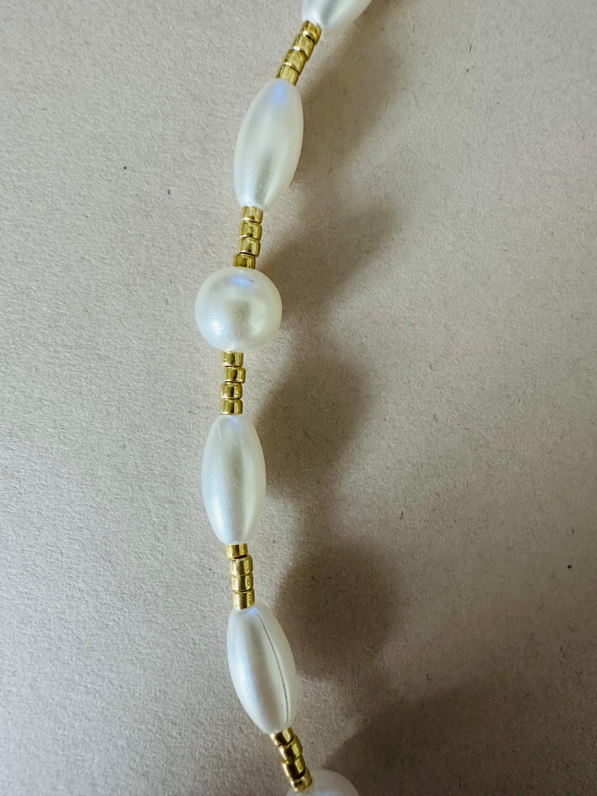 PEARL DREAMS handmade necklace with ivory faux pearls and gold beads on gold plated chain