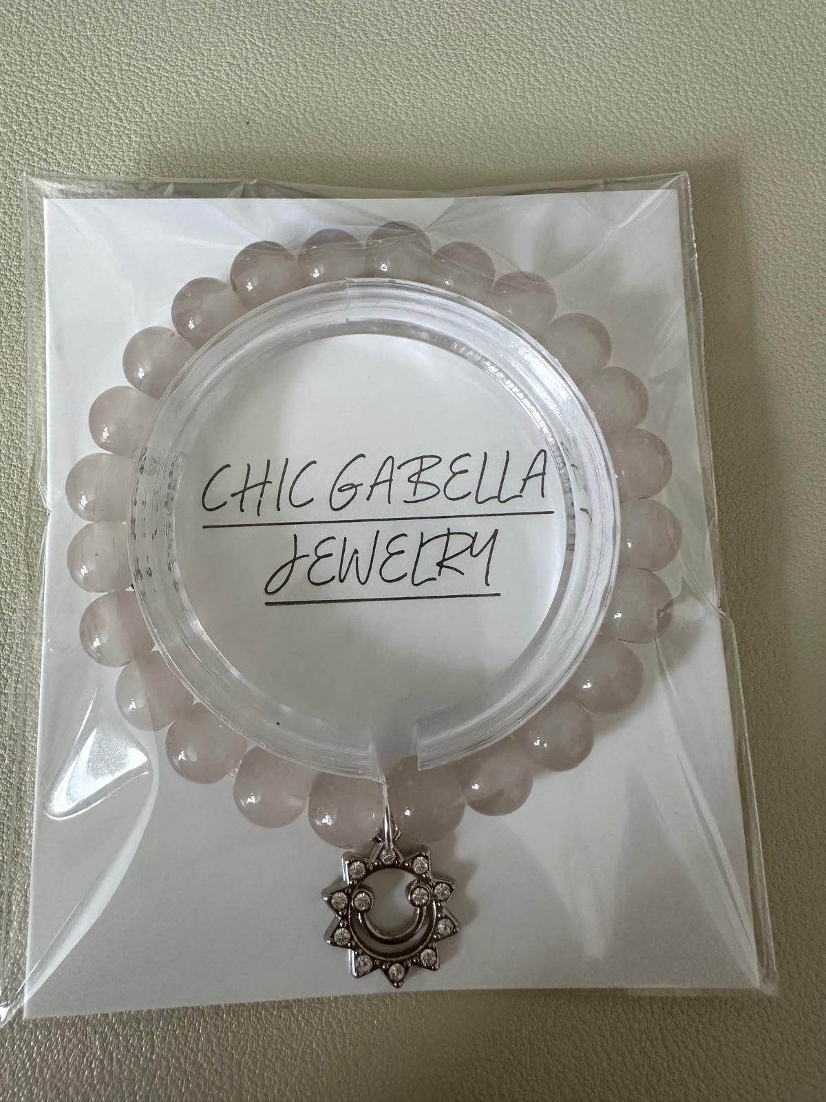 BEIGE SMILEY FACE Handmade Stretch Bracelet