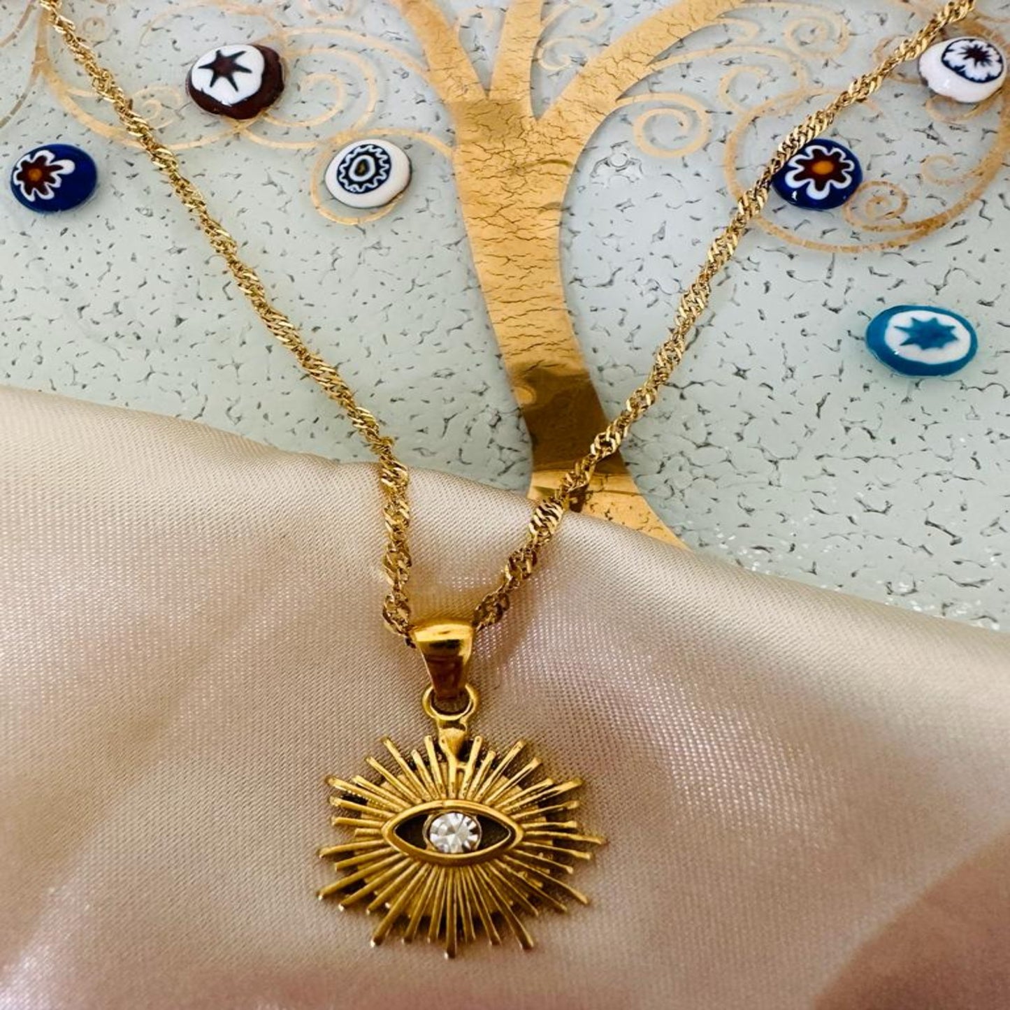 SUNBURST 18 K Gold - Plated Stainless Steel Necklace