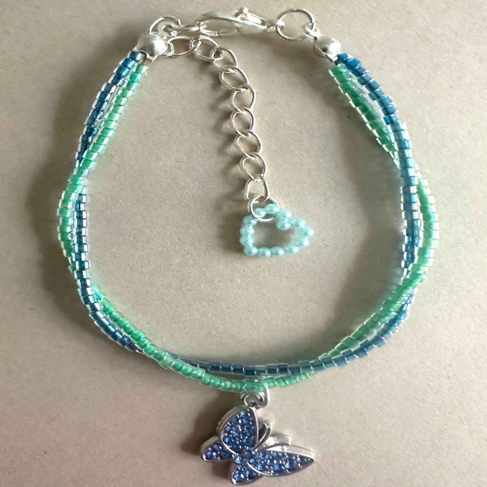 AZURE GLOW BUTTERFLY Braided Bracelet