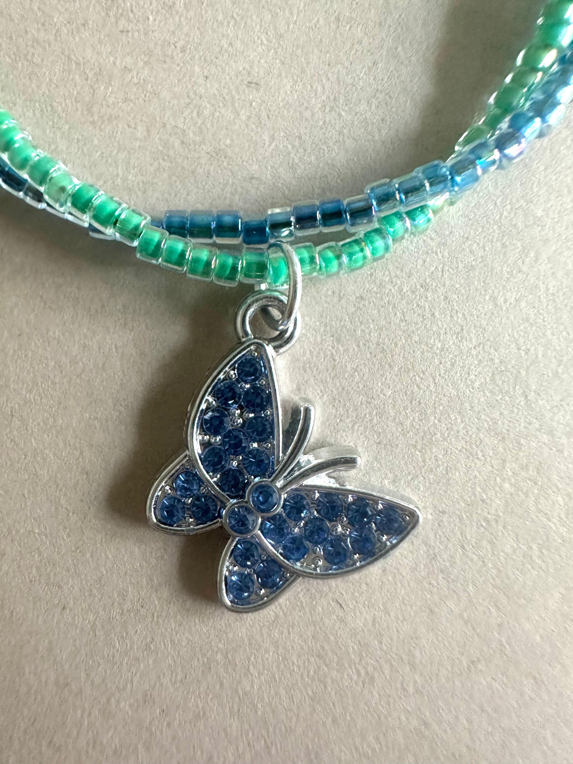 AZURE GLOW BUTTERFLY Braided Bracelet