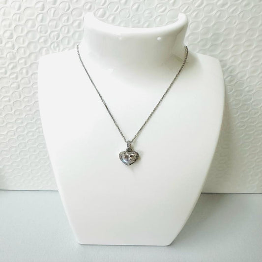 SCARLETT Silver Zircon Heart Pendant Necklace