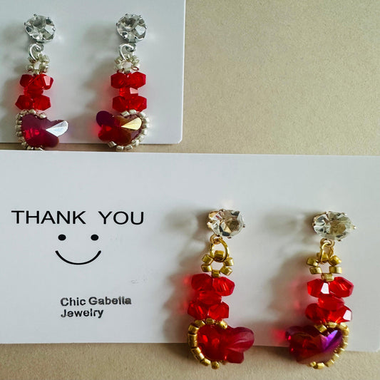 RED BUTTERFLY SPARKLE Handmade Earrings - Gold or Silver Options