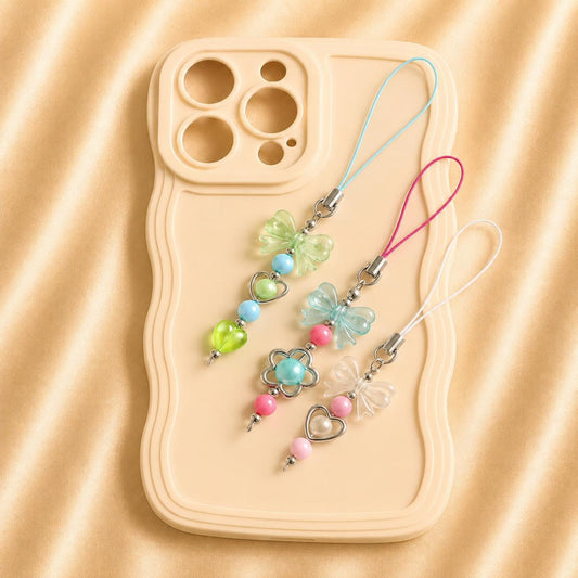 Handmade BOWL HEART DREAM phone charm with customizable bow colors, elegant and versatile accessory for phones and more