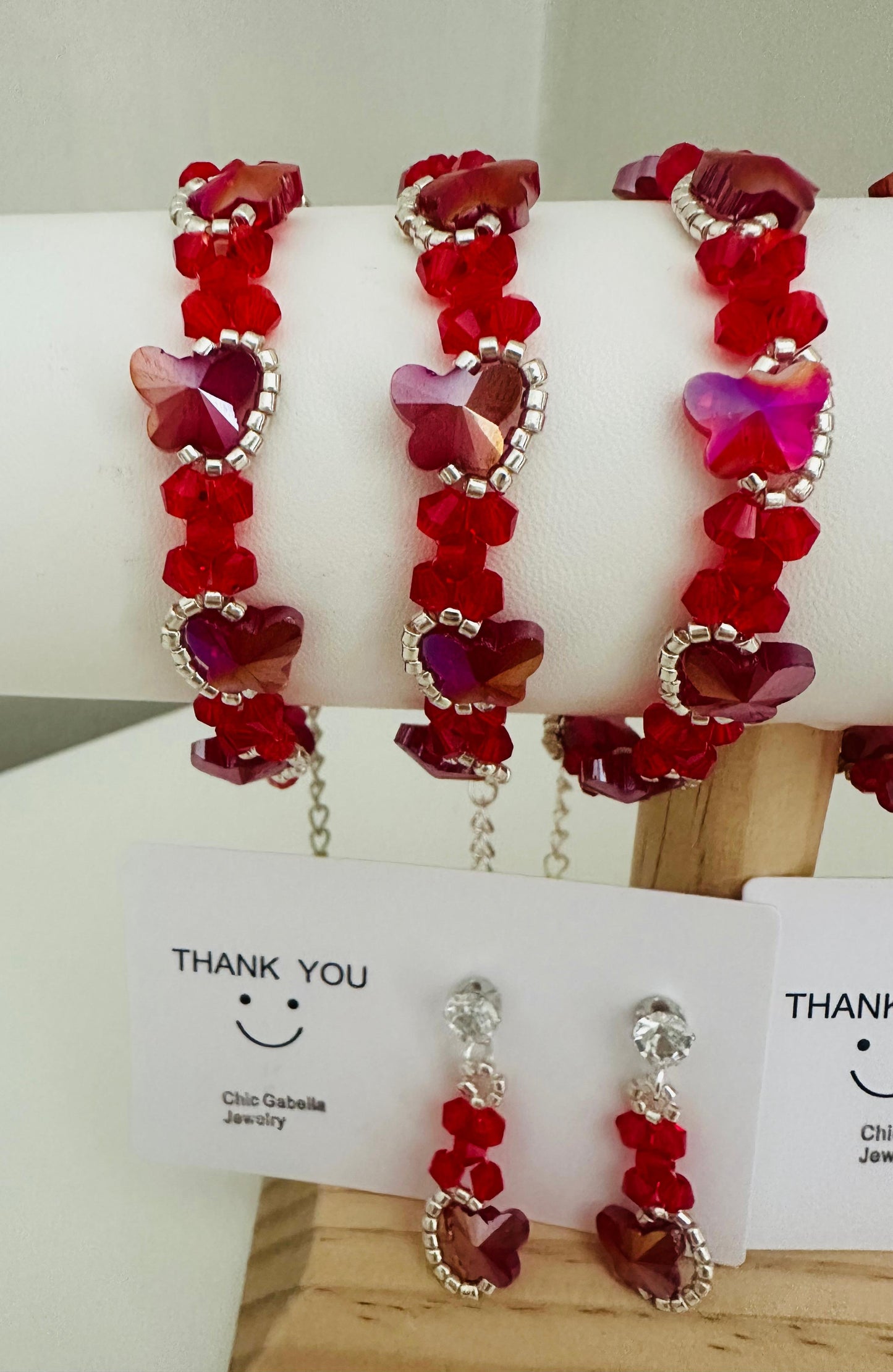 RED BUTTERFLY SPARKLE Handmade Earrings - Gold or Silver Options