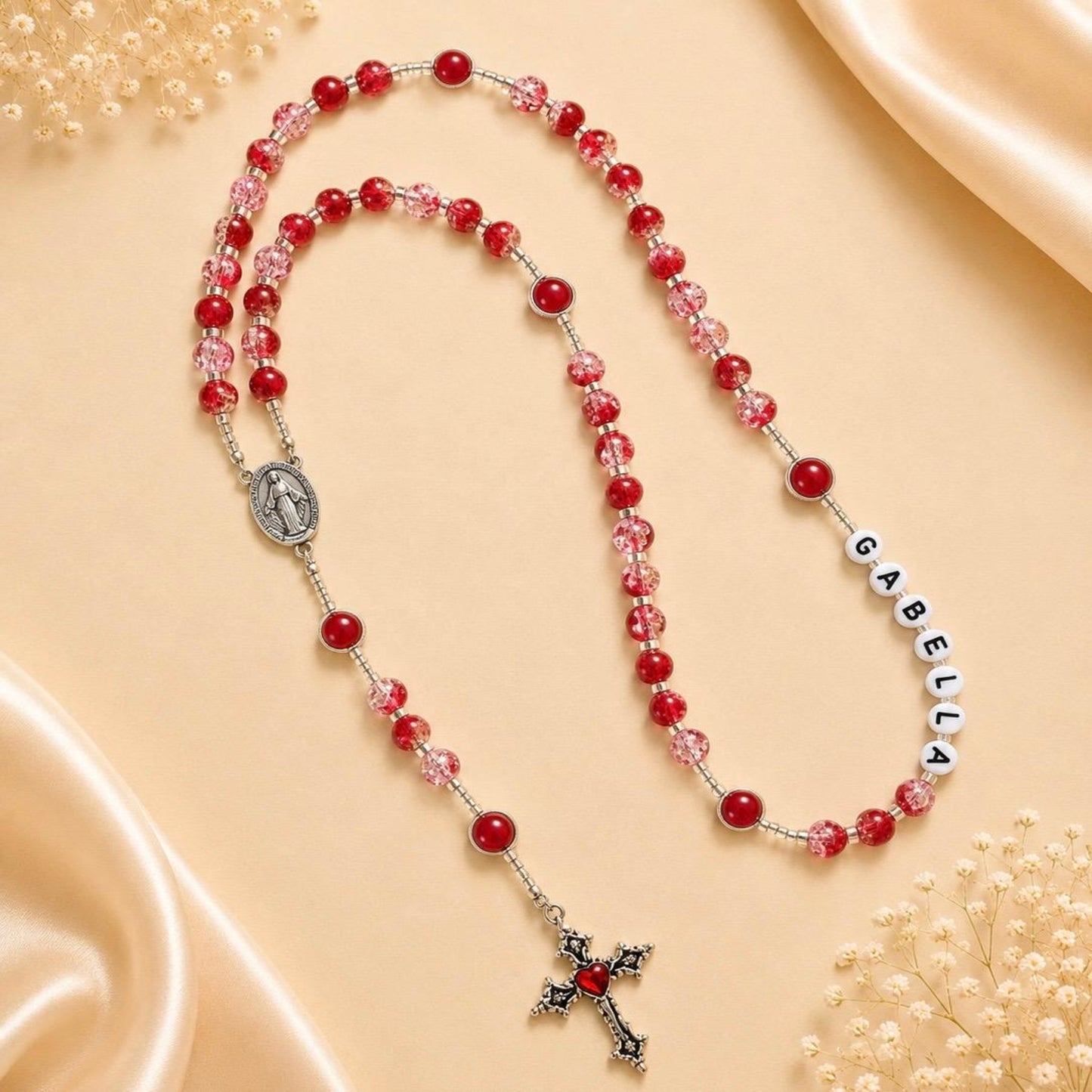 Red Personalized Handmade Rosary