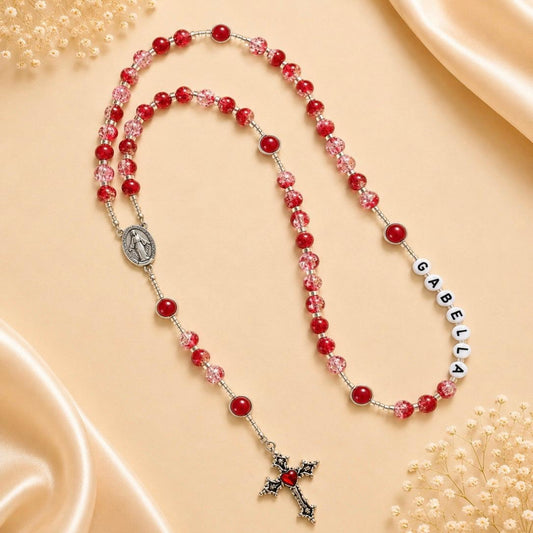 Red Personalized Handmade Rosary