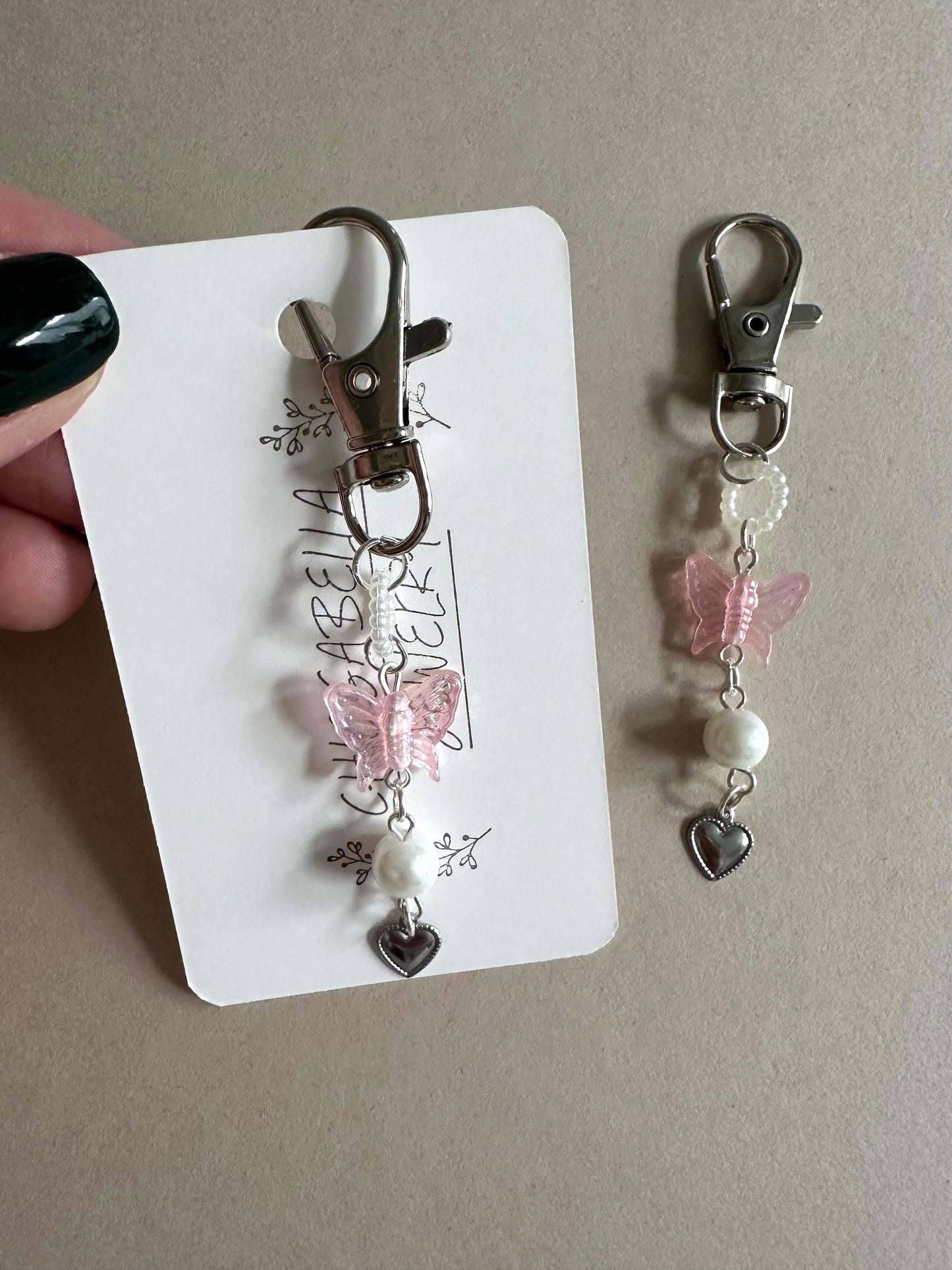  Handmade PINK BUTTERFLY Keychain