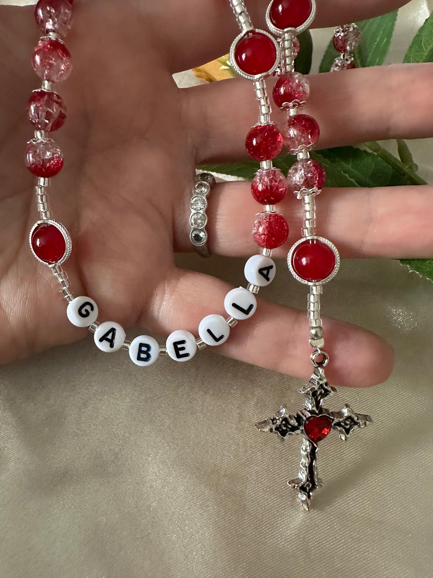 Red Personalized Handmade Rosary