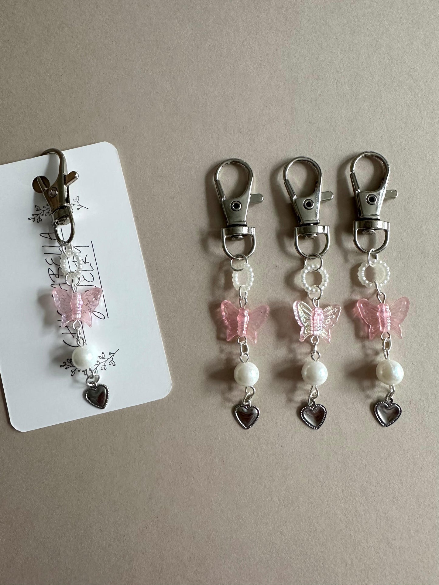  Handmade PINK BUTTERFLY Keychain