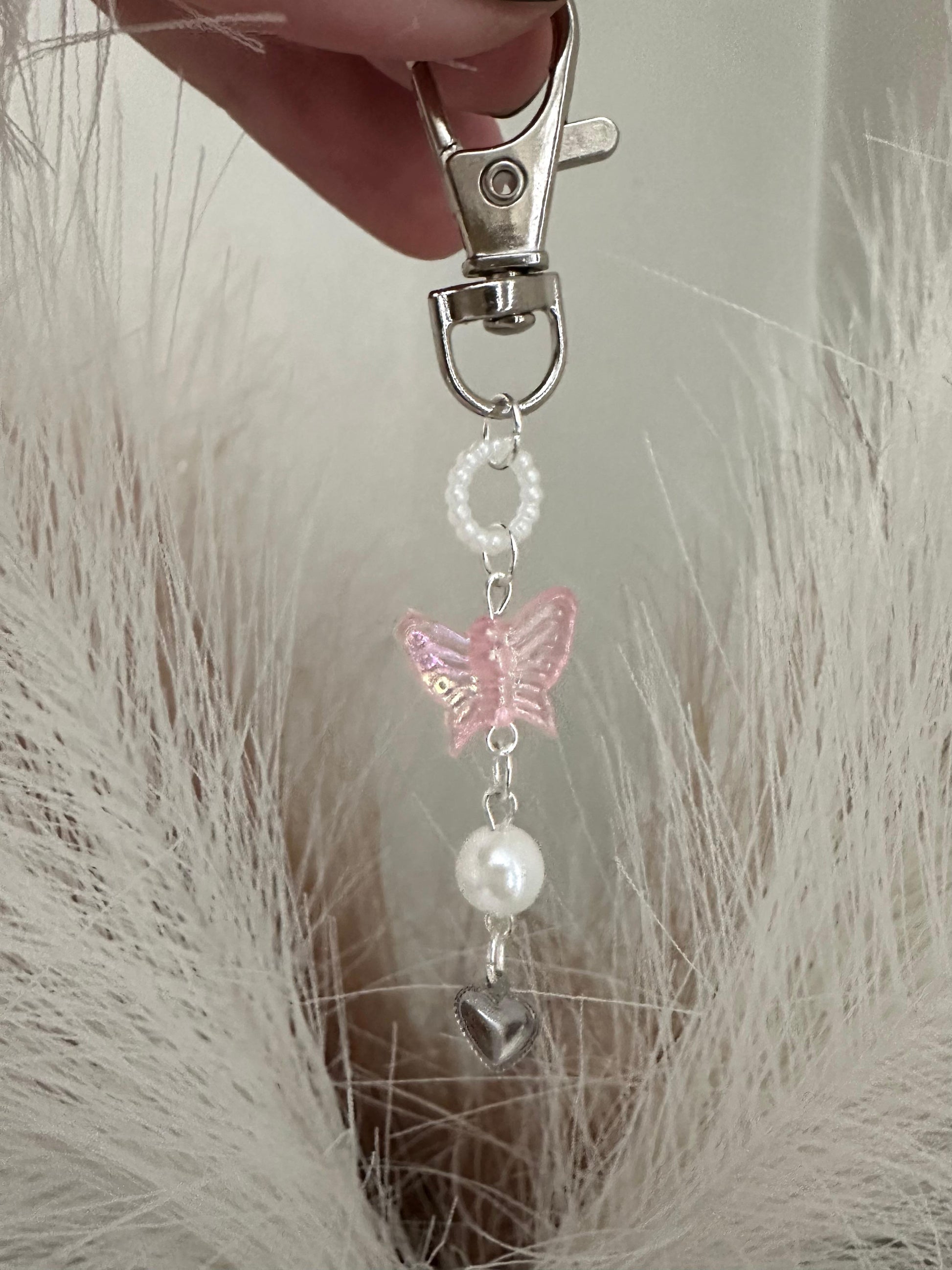  Handmade PINK BUTTERFLY Keychain