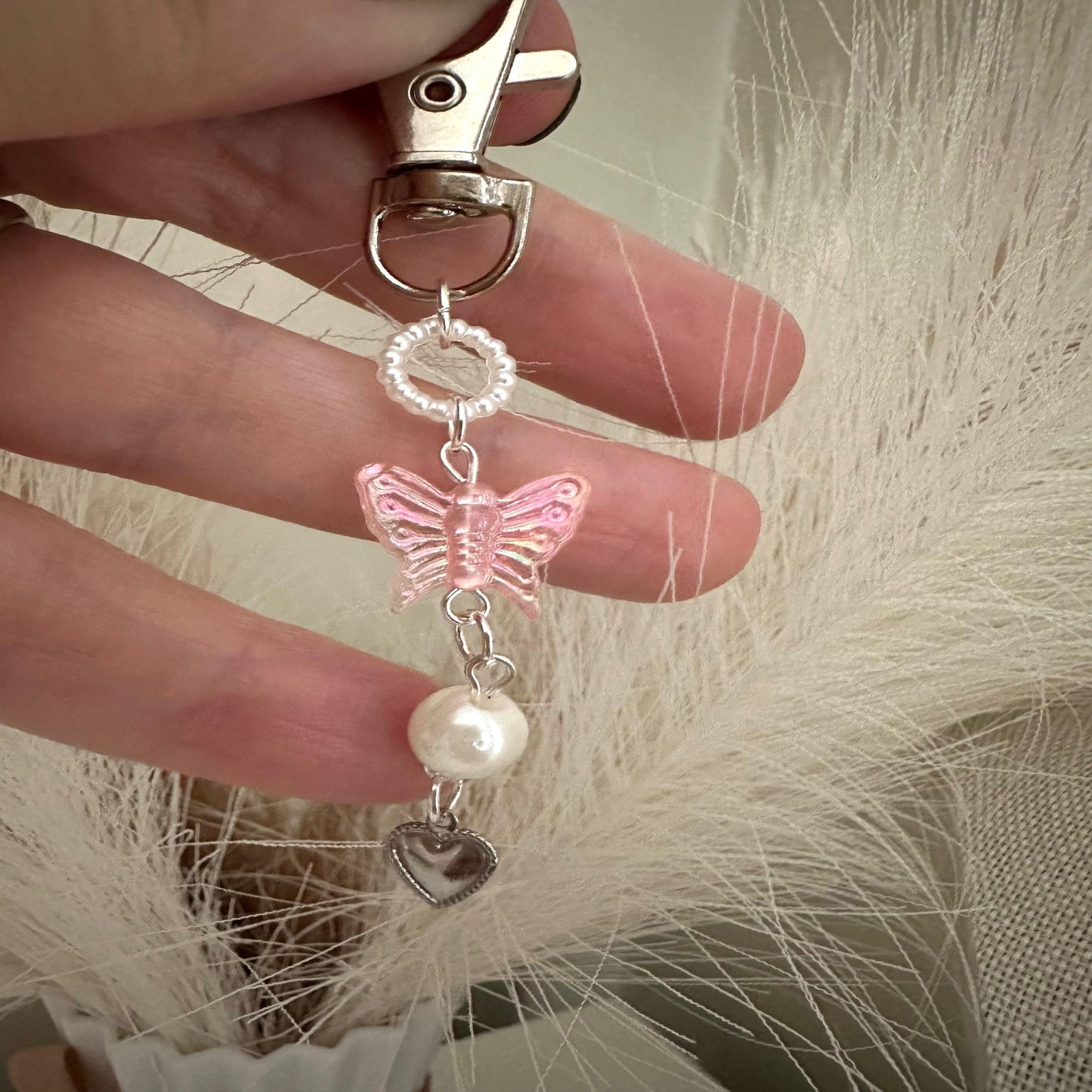  Handmade PINK BUTTERFLY Keychain