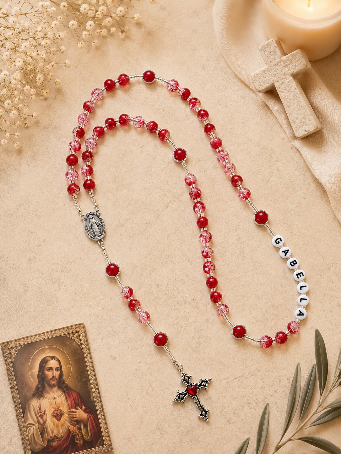 Red Personalized Handmade Rosary