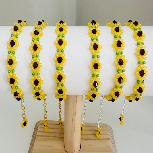 SUNFLOWER BLOOM Handmade Bracelet - Gold or Silver Options