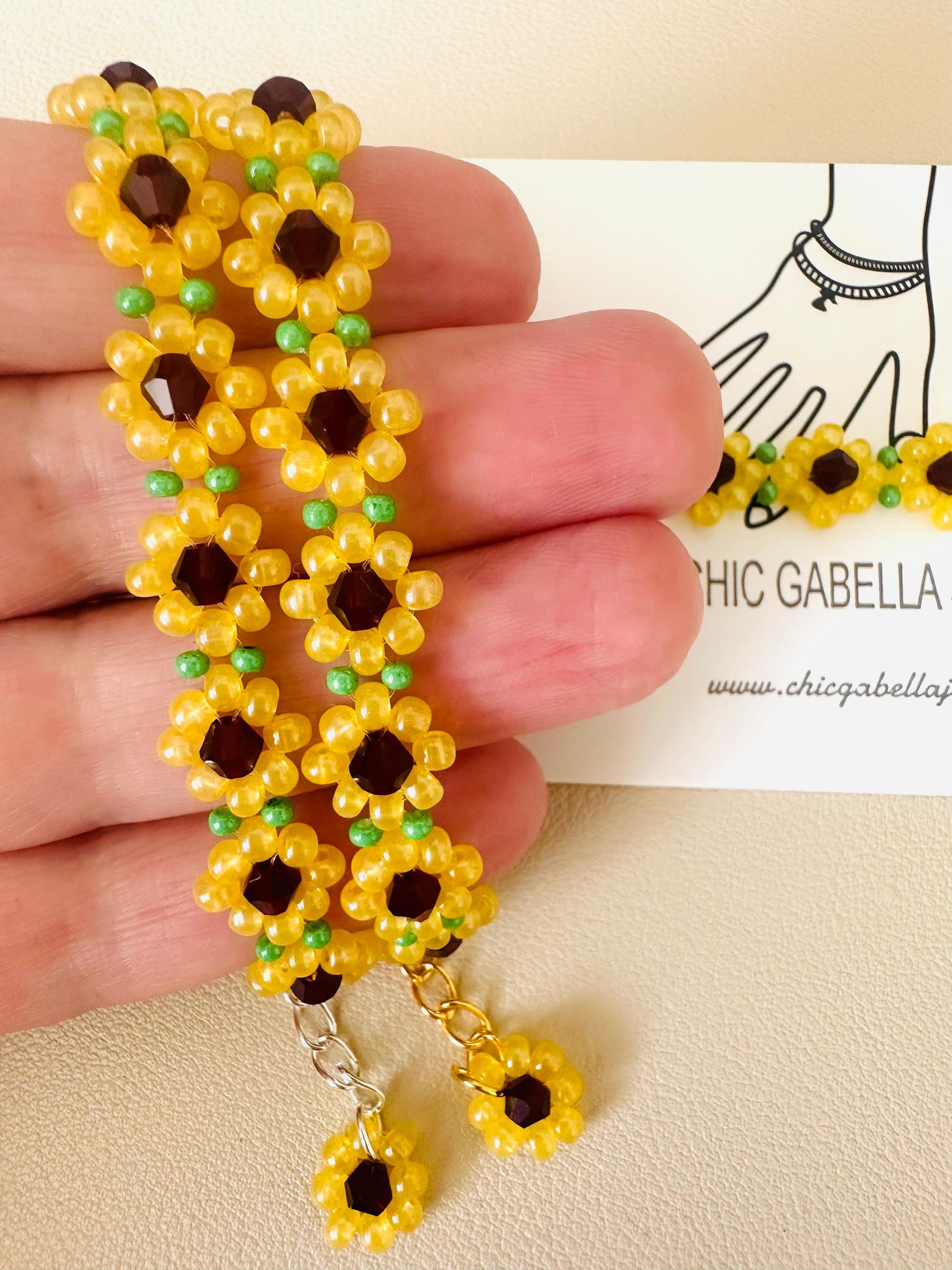 SUNFLOWER BLOOM Handmade Bracelet - Gold or Silver Options