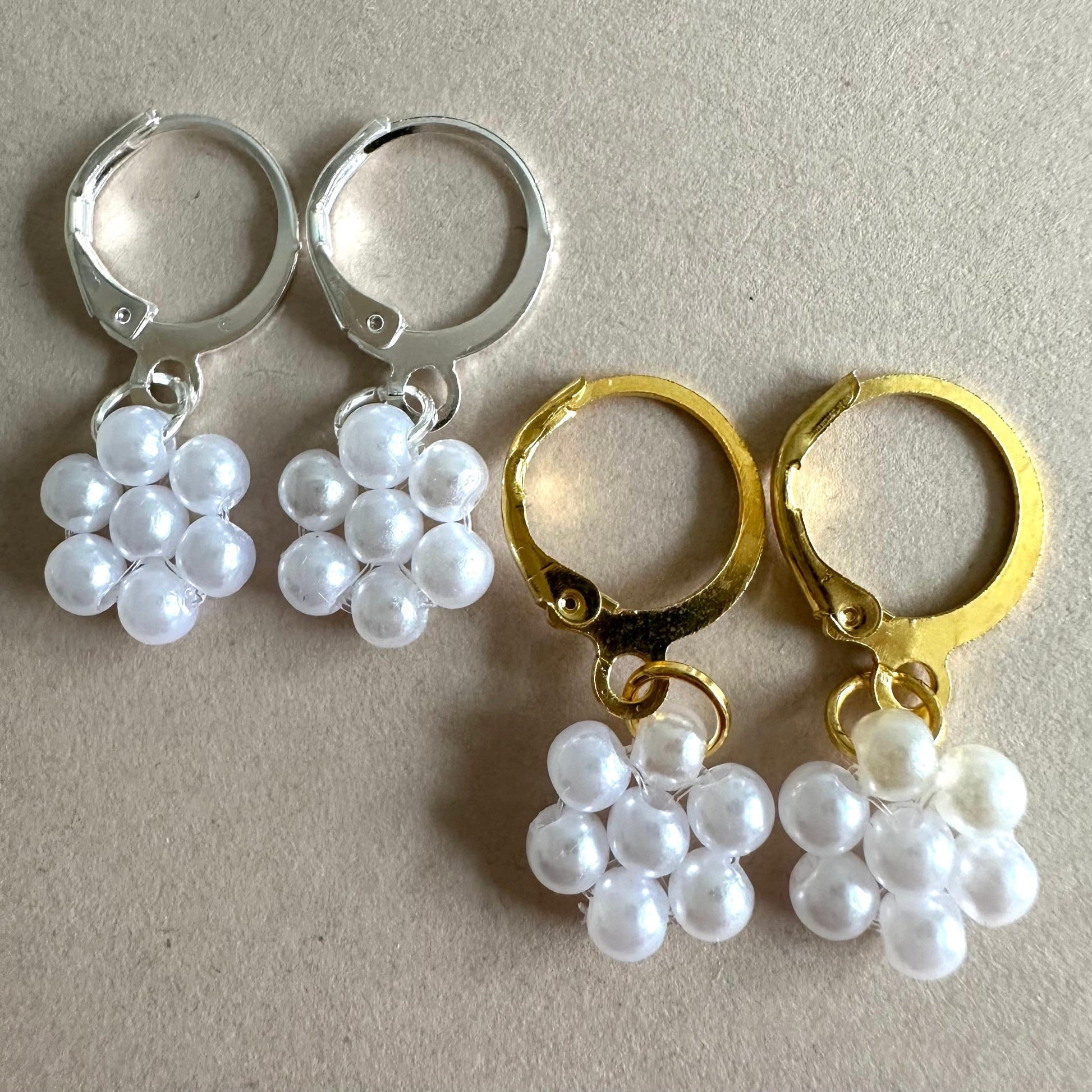 WHITE PEARL BLOSSOM Handmade Earrings - Gold or Silver Options