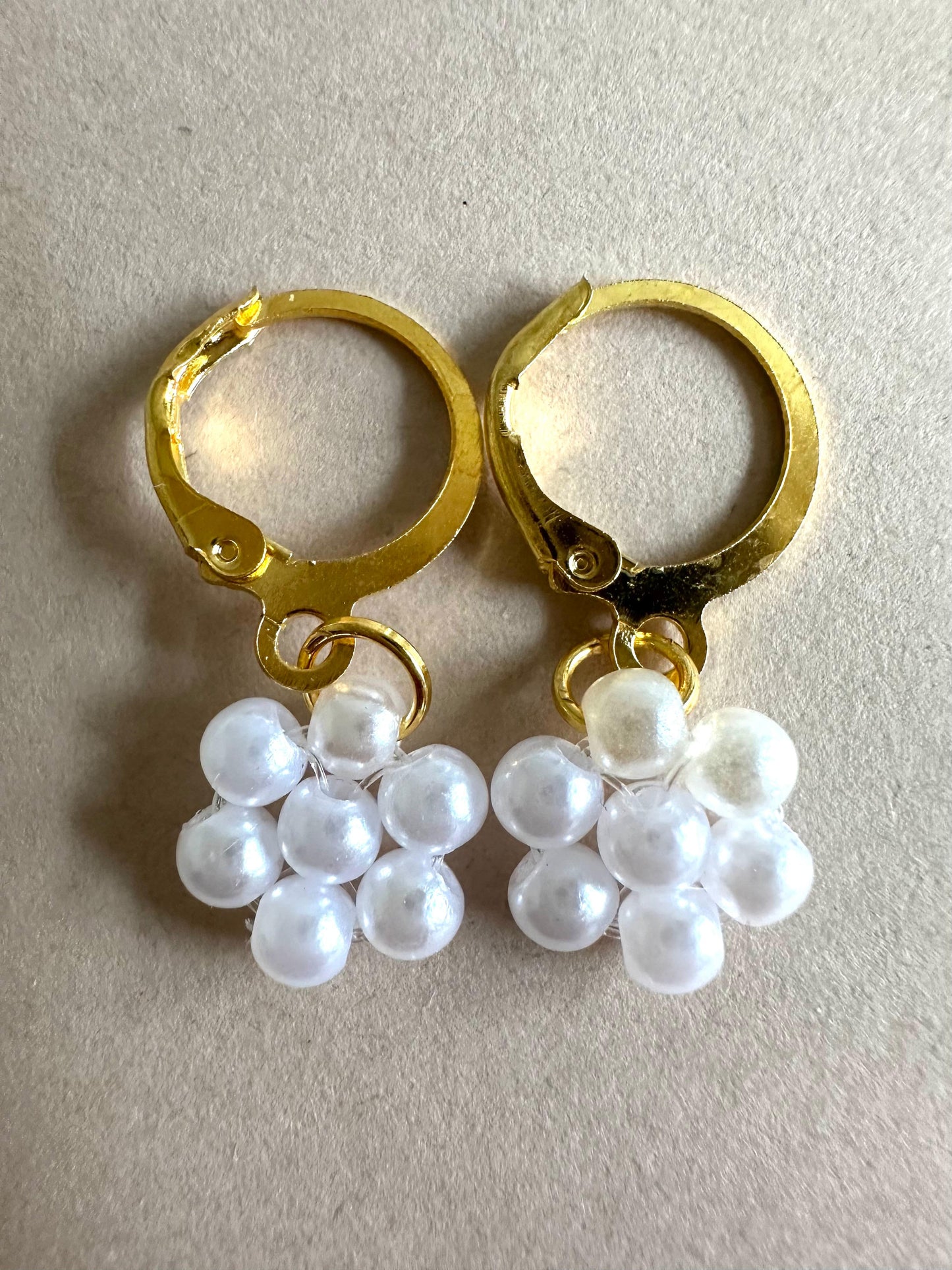 WHITE PEARL BLOSSOM Handmade Earrings - Gold or Silver Options