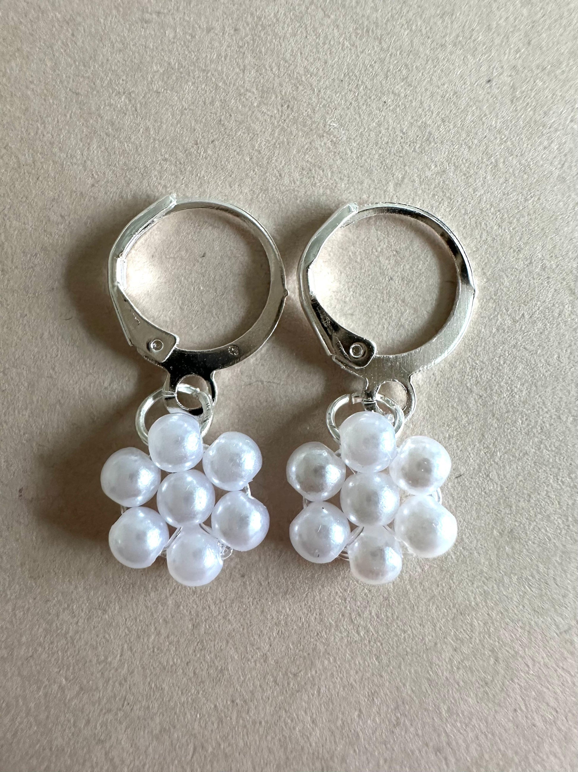 WHITE PEARL BLOSSOM Handmade Earrings - Gold or Silver Options