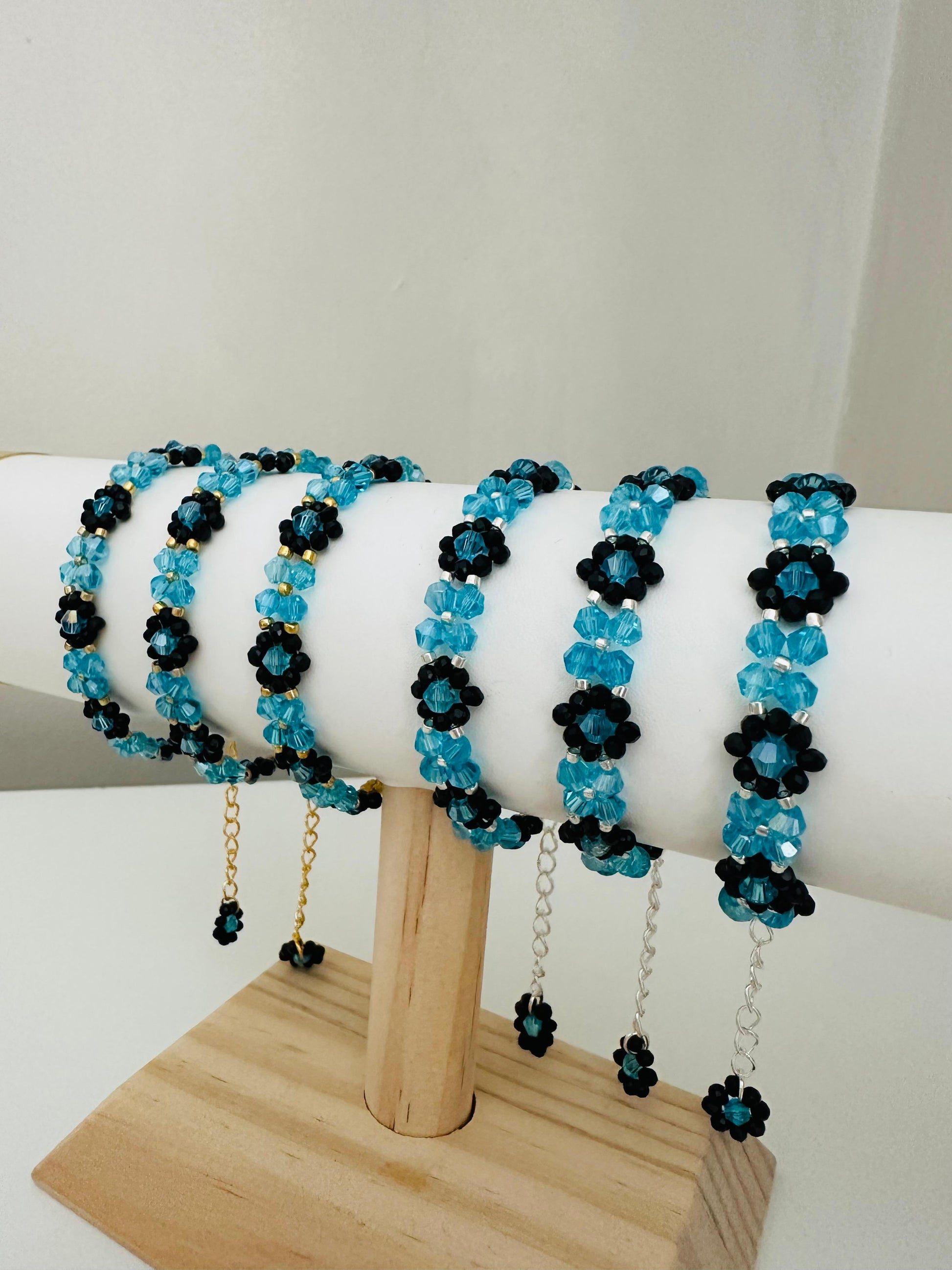 TURQUOISE NIGHT BLOOM Handmade Bracelet - Gold or Silver Options