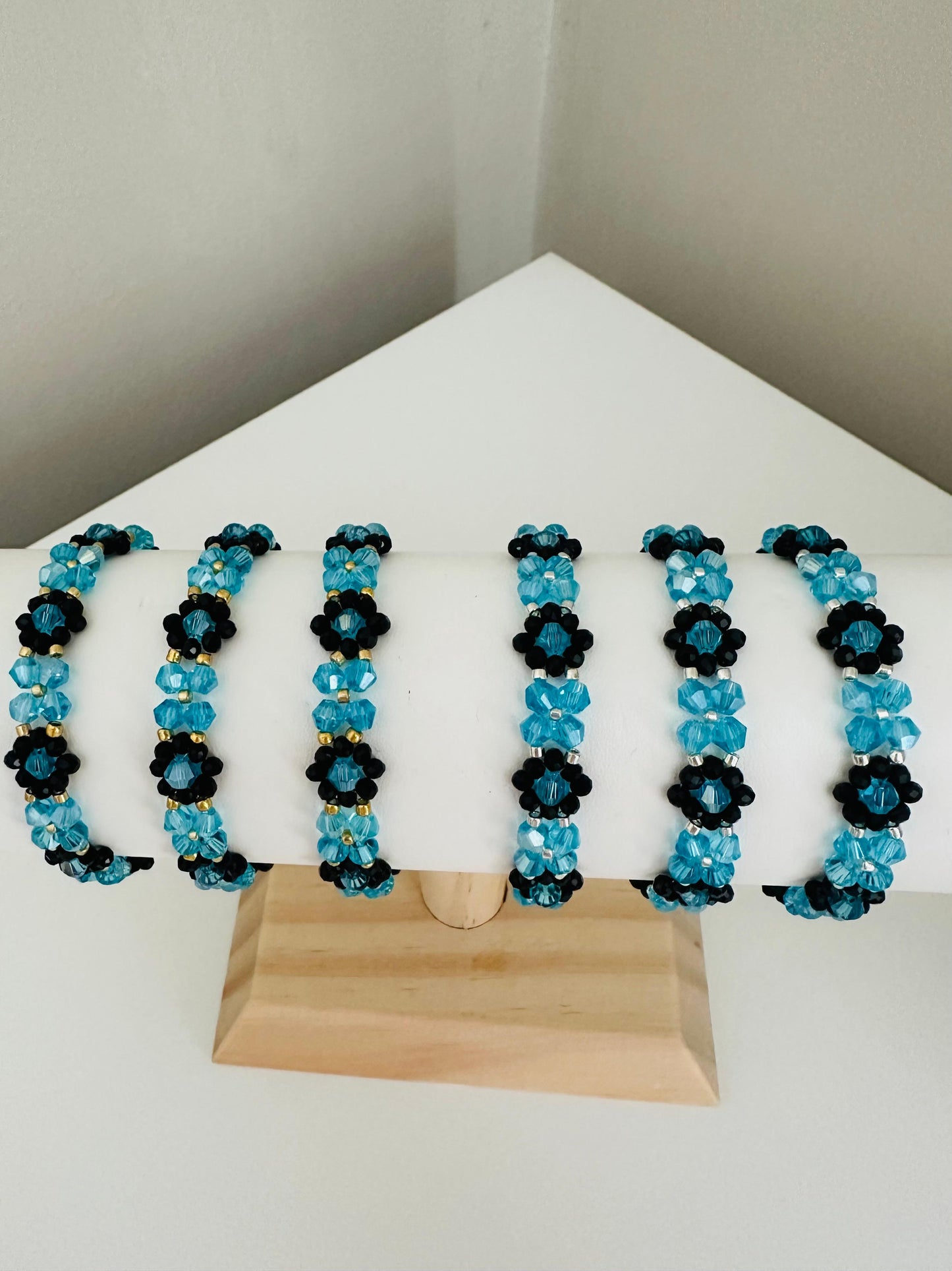 TURQUOISE NIGHT BLOOM Handmade Bracelet - Gold or Silver Options