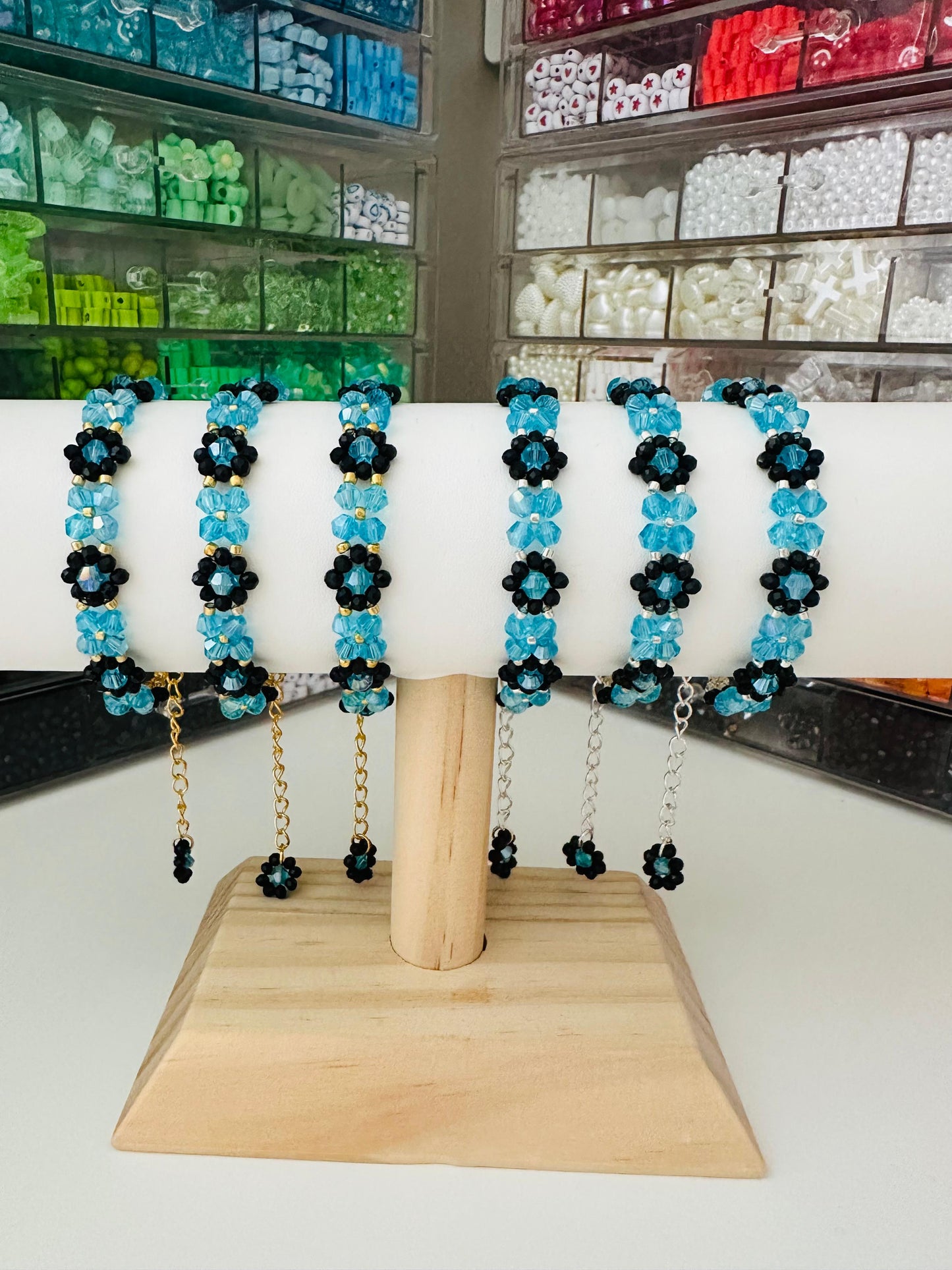 TURQUOISE NIGHT BLOOM Handmade Bracelet - Gold or Silver Options