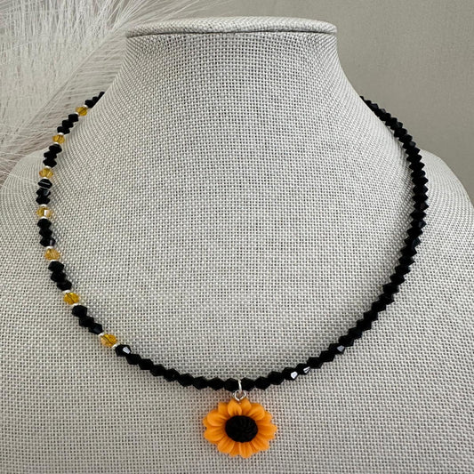 MIDNIGHT SUNFLOWER Handmade Necklace