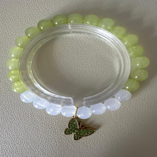 GREEN GLIMMER Handmade Stretch Bracelet