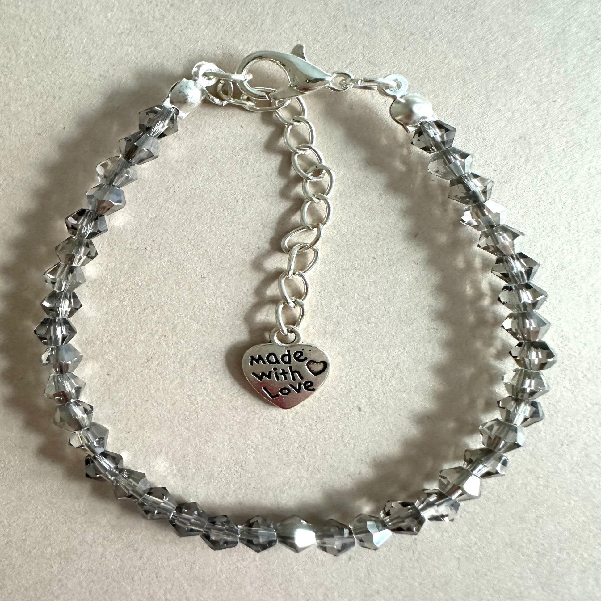 GRAY SILVER GLASS Handmade Bracelet