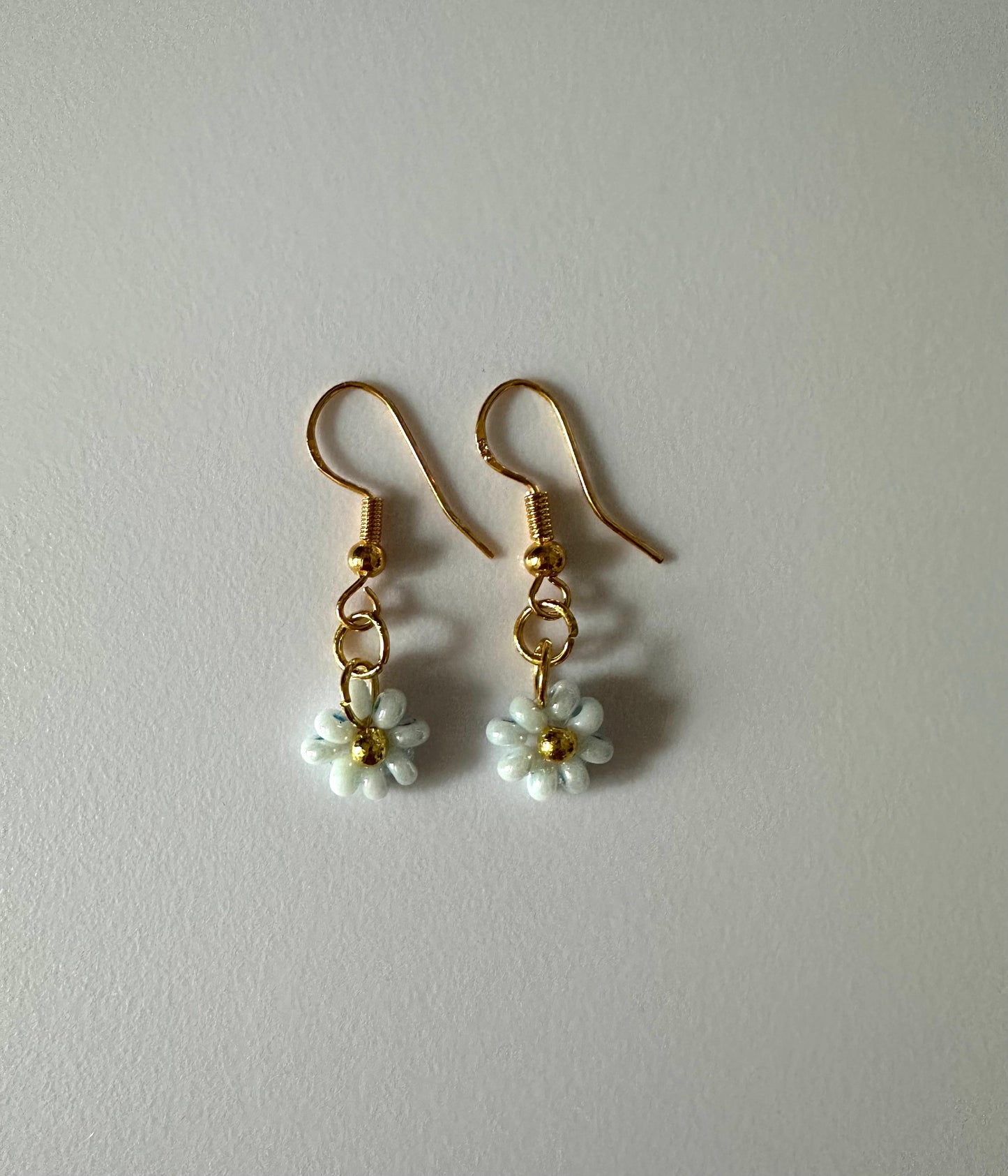 LIGHT BLUE PETAL Golden Earrings