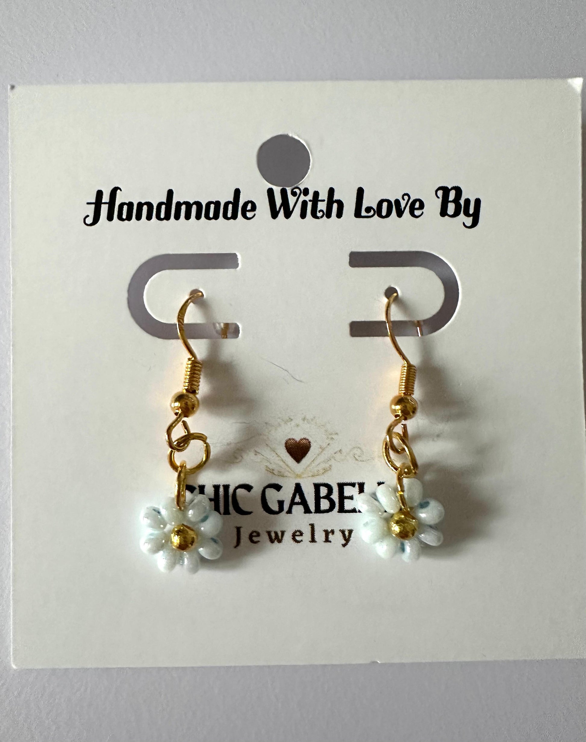 LIGHT BLUE PETAL Golden Earrings