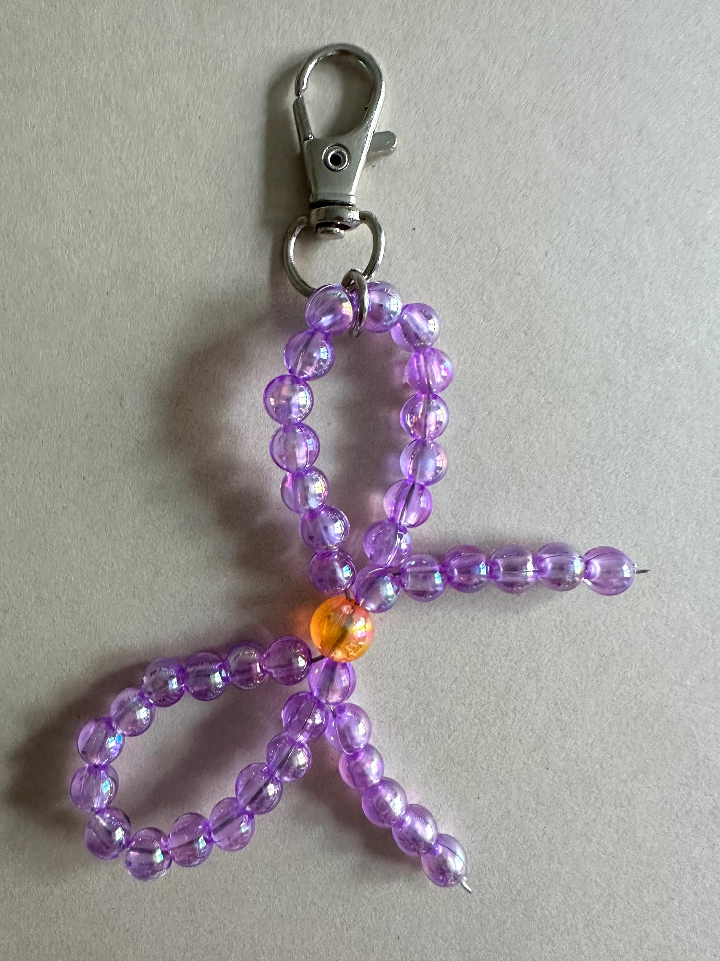 Handmade PURPLE BOW Silver Keychain