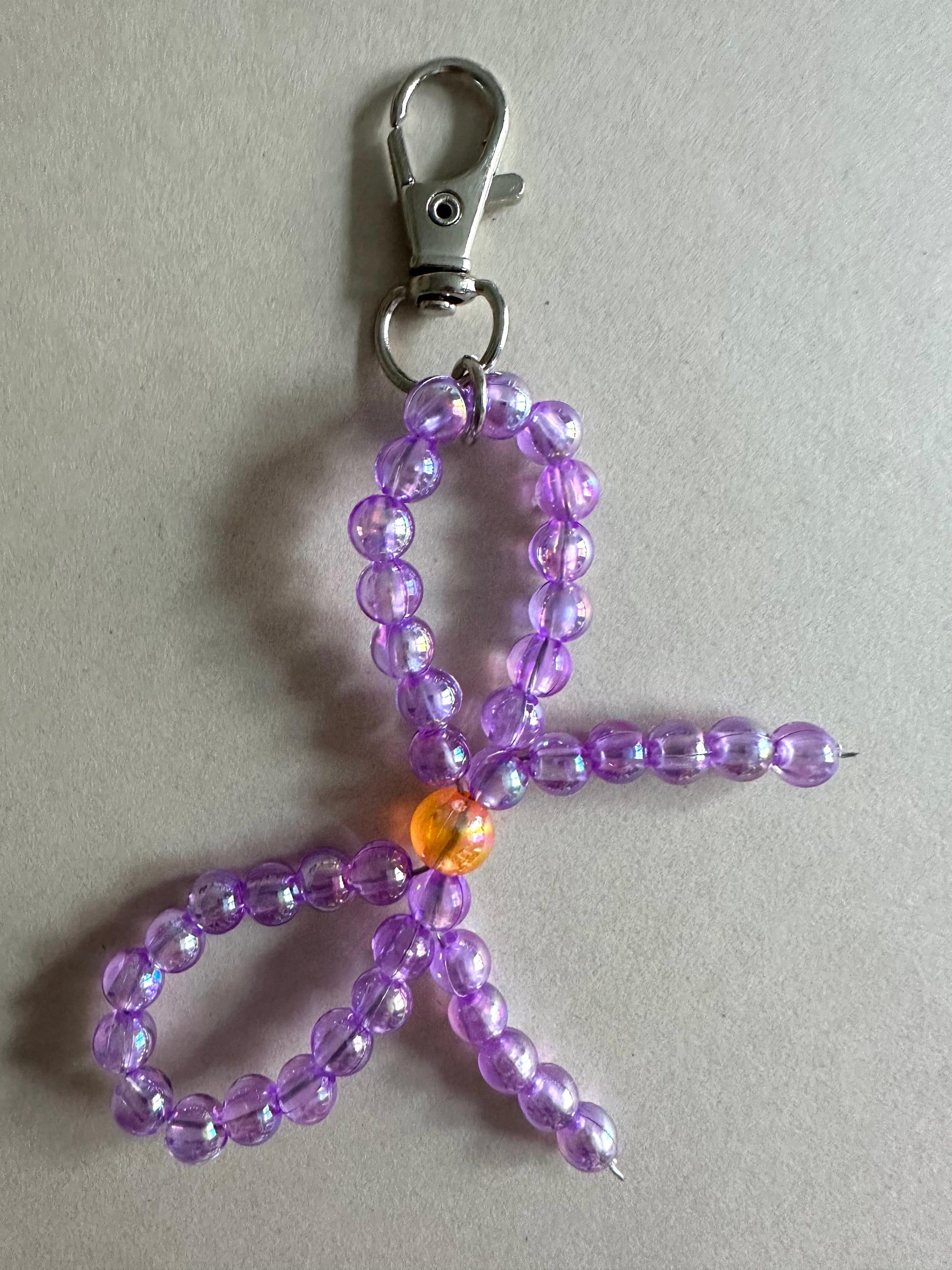 Handmade PURPLE BOW Silver Keychain