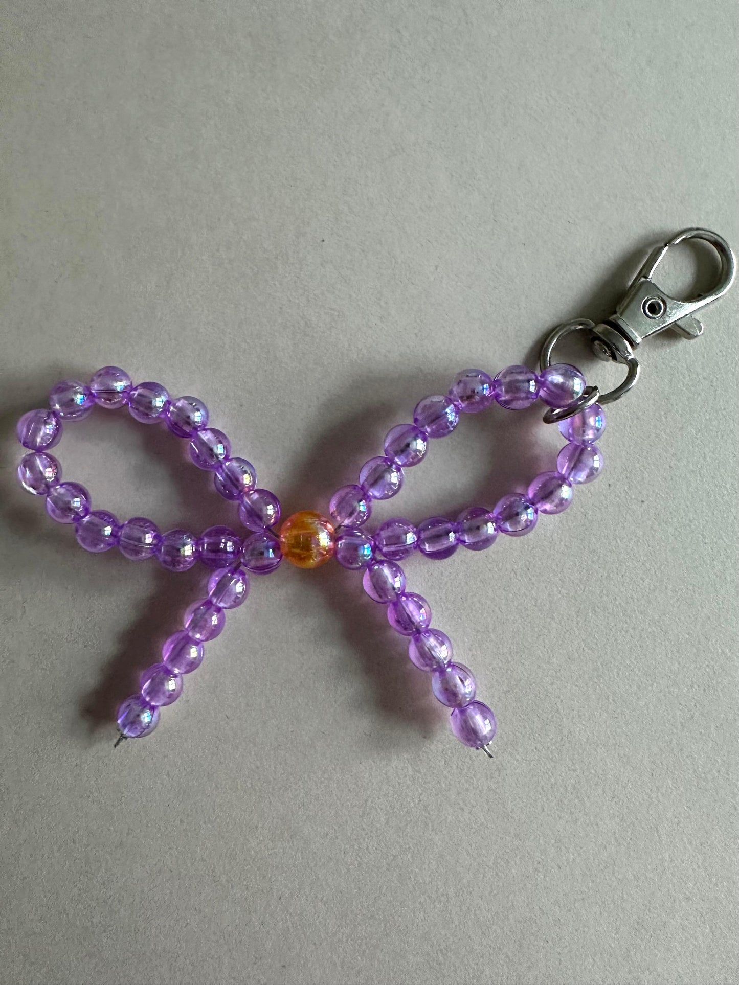 Handmade PURPLE BOW Silver Keychain