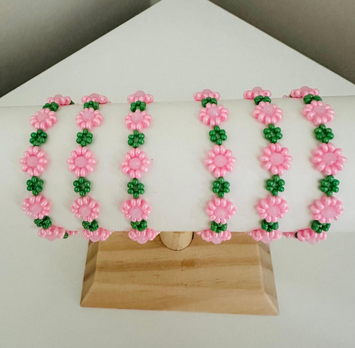 PINK GARDEN DELIGHT Handmade Bracelet - Gold or Silver Options