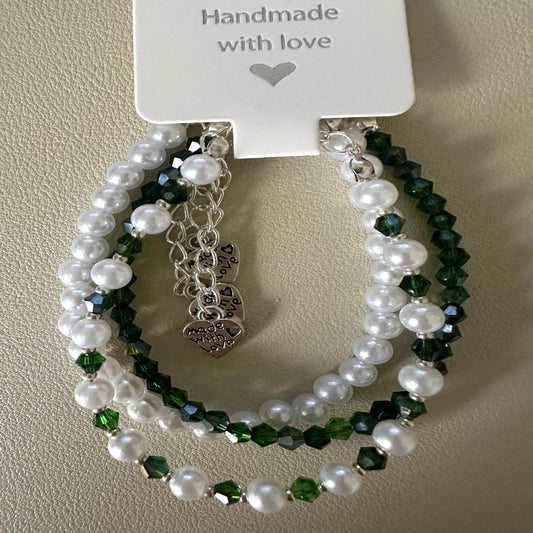 The GREEN PEARL SYMPHONY Handmade Bracelets