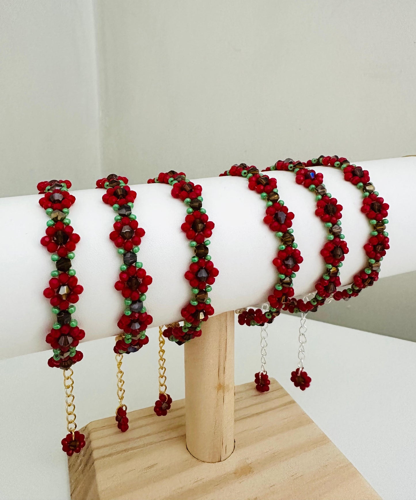 Bracelet - Elegant Handcrafted Red Blossom Bracelet in Gold or Silver