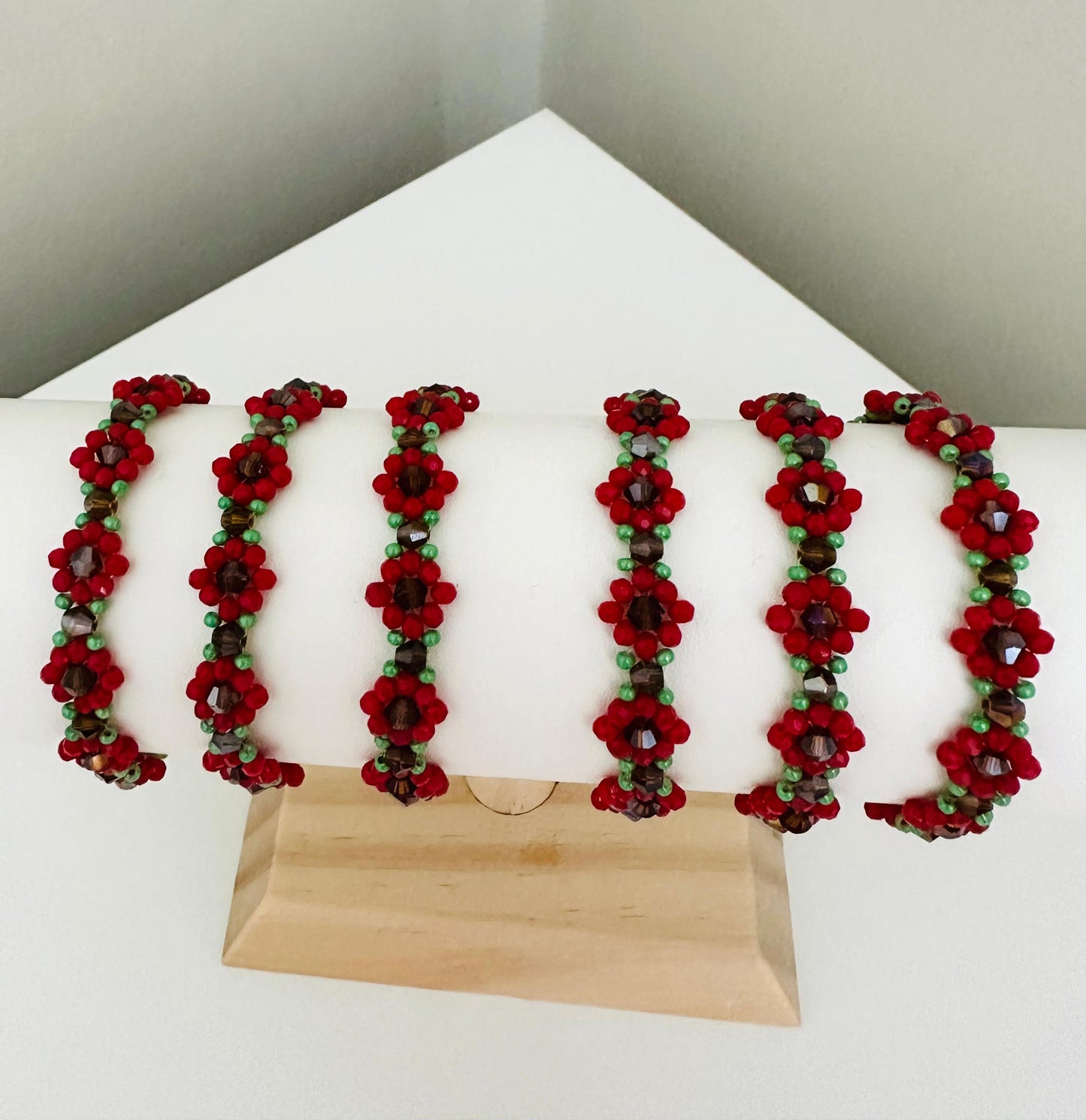 Bracelet - Elegant Handcrafted Red Blossom Bracelet in Gold or Silver