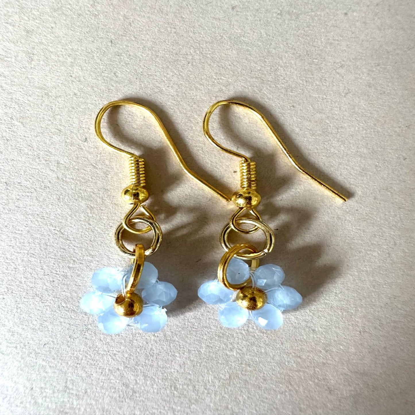  BLUE PETAL BEAUTY Golden Earrings