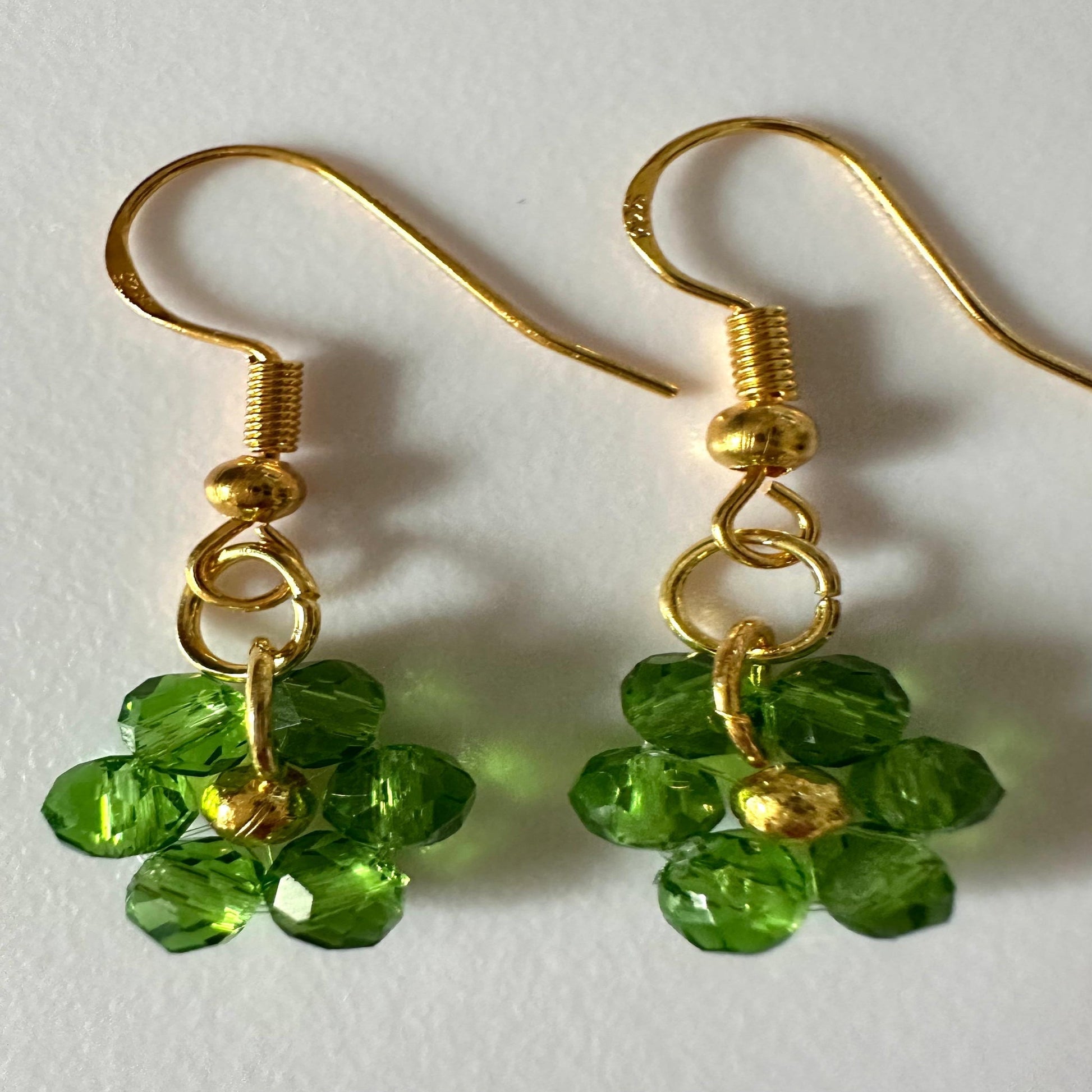 GREEN PETAL DREAM Golden Earrings