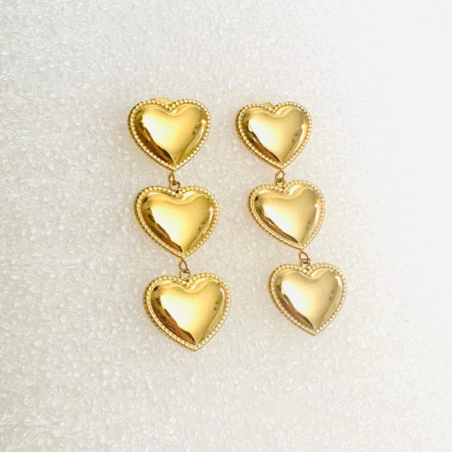 AMELIA Triple Heart Gold Earrings