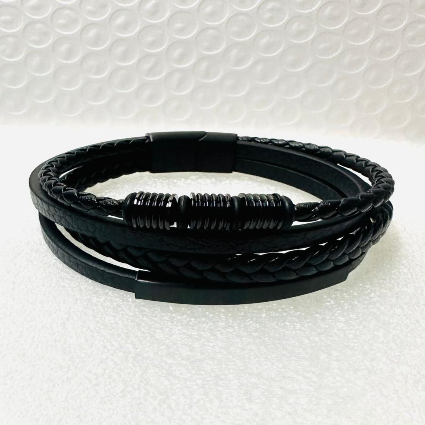 JACK Stainless Steel Leather Bangle For Men
