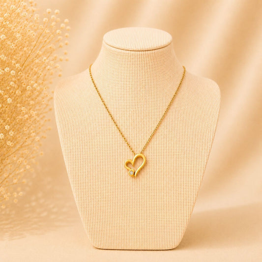 Golden stainless steel VERDANT LOVE necklace with elegant pendant